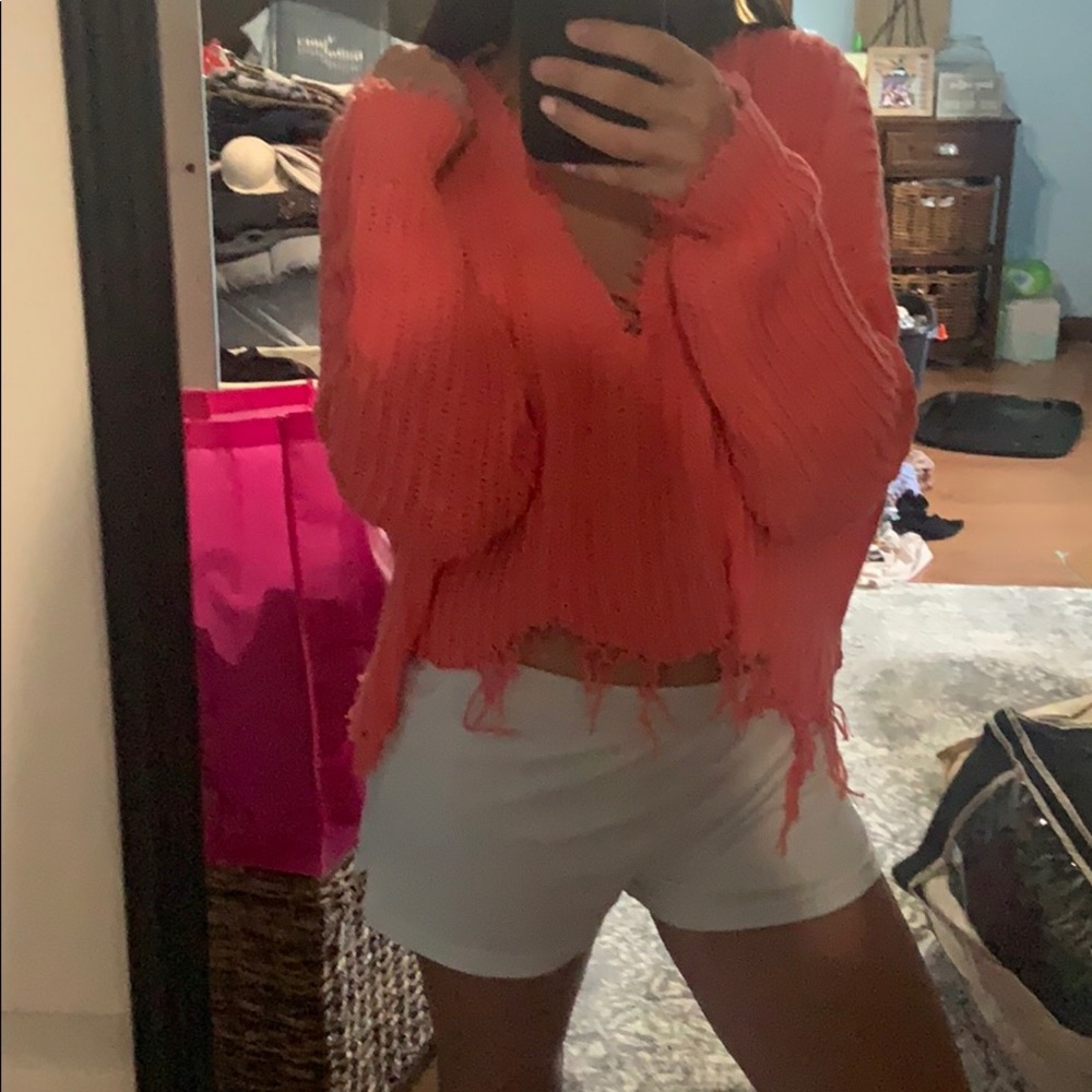 Cropped coral sweater NWT